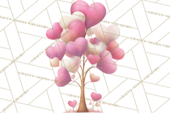Magical Forest of Hearts Clipart, Valentine Heart Trees PNG Product Image 3