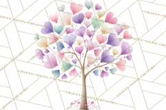 Magical Forest of Hearts Clipart, Valentine Heart Trees PNG Product Image 3