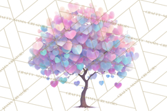 Magical Forest of Hearts Clipart, Valentine Heart Trees PNG Product Image 5