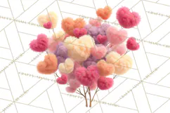 Magical Forest of Hearts Clipart, Valentine Heart Trees PNG Product Image 2