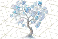 Magical Forest of Hearts Clipart, Valentine Heart Trees PNG Product Image 3