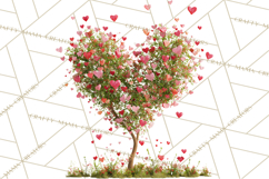 Magical Forest of Hearts Clipart, Valentine Heart Trees PNG Product Image 5