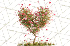 Magical Forest of Hearts Clipart, Valentine Heart Trees PNG Product Image 5