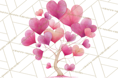 Magical Forest of Hearts Clipart, Valentine Heart Trees PNG Product Image 2