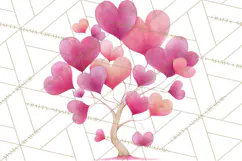 Magical Forest of Hearts Clipart, Valentine Heart Trees PNG Product Image 2