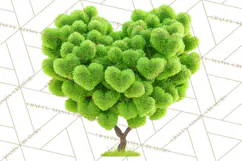 Magical Forest of Hearts Clipart, Valentine Heart Trees PNG Product Image 3