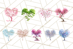 Magical Forest of Hearts Clipart, Valentine Heart Trees PNG Product Image 2