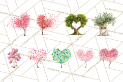 Magical Forest of Hearts Clipart, Valentine Heart Trees PNG Product Image 3