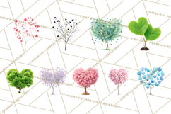 Magical Forest of Hearts Clipart, Valentine Heart Trees PNG Product Image 4