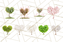Magical Forest of Hearts Clipart, Valentine Heart Trees PNG Product Image 8