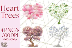 Magical Forest of Hearts Clipart, Valentine Heart Trees PNG Product Image 1