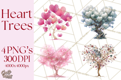 Magical Forest of Hearts Clipart, Valentine Heart Trees PNG Product Image 1
