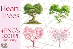 Magical Forest of Hearts Clipart, Valentine Heart Trees PNG Product Image 1