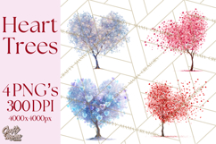 Magical Forest of Hearts Clipart, Valentine Heart Trees PNG Product Image 1