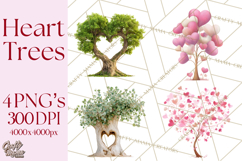 Magical Forest of Hearts Clipart, Valentine Heart Trees PNG Product Image 1