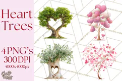 Magical Forest of Hearts Clipart, Valentine Heart Trees PNG Product Image 1