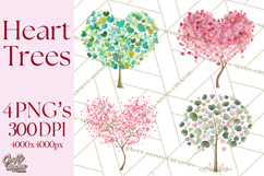 Magical Forest of Hearts Clipart, Valentine Heart Trees PNG Product Image 1