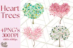 Magical Forest of Hearts Clipart, Valentine Heart Trees PNG Product Image 1