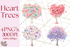 Magical Forest of Hearts Clipart, Valentine Heart Trees PNG Product Image 1