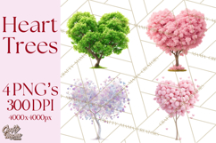 Magical Forest of Hearts Clipart, Valentine Heart Trees PNG Product Image 1