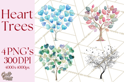 Magical Forest of Hearts Clipart, Valentine Heart Trees PNG Product Image 1