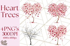 Magical Forest of Hearts Clipart, Valentine Heart Trees PNG Product Image 1