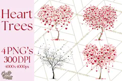 Magical Forest of Hearts Clipart, Valentine Heart Trees PNG Product Image 1
