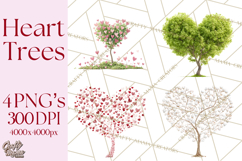 Magical Forest of Hearts Clipart, Valentine Heart Trees PNG Product Image 1