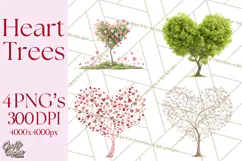 Magical Forest of Hearts Clipart, Valentine Heart Trees PNG Product Image 1