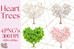 Magical Forest of Hearts Clipart, Valentine Heart Trees PNG Product Image 1