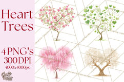 Magical Forest of Hearts Clipart, Valentine Heart Trees PNG Product Image 1
