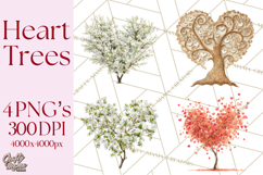 Magical Forest of Hearts Clipart, Valentine Heart Trees PNG Product Image 1