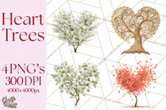 Magical Forest of Hearts Clipart, Valentine Heart Trees PNG Product Image 1