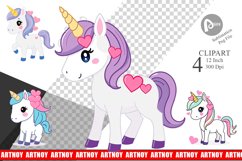 Heart Unicorn Clipart Product Image 1