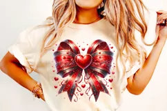 Valentines Coquette Bow PNG, Valentine's Day Bow PNG, Hearts Product Image 1