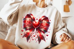 Valentines Coquette Bow PNG, Valentine&#039;s Day Bow PNG, Hearts Product Image 2