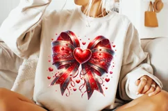 Valentines Coquette Bow PNG, Valentine's Day Bow PNG, Hearts Product Image 2