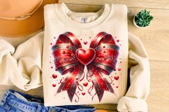 Valentines Coquette Bow PNG, Valentine&#039;s Day Bow PNG, Hearts Product Image 3