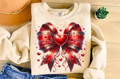 Valentines Coquette Bow PNG, Valentine's Day Bow PNG, Hearts Product Image 3