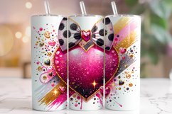 Coquette Bow Heart Tumbler Wrap, Valentine&#039;s Day Tumbler PNG Product Image 1