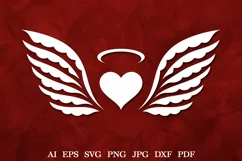 Memorial Angel Wings, Heart with Angel Wings SVG, Heart SVG Product Image 1