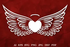 Memorial Heart with Angel Wings SVG, Angel Wings and Heart Product Image 1