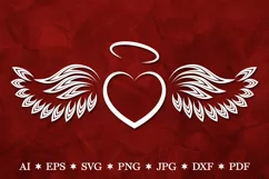 Angel Wings SVG, Heart with Angel Wings SVG, Memorial SVG Product Image 1