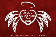 Heart with Wings SVG, A piece of my heart has wings Product Image 1
