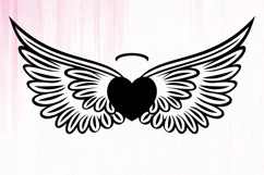 Memorial Heart with Angel Wings SVG, Angel Wings and Heart Product Image 2