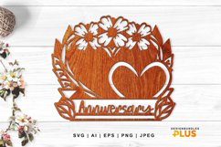 Anniversary Lettering with Two Hearts and Flowers SVG Design Product Image 1