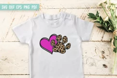 Heart with leopard paw SVG| Paw dog SVG | Leopard pattern Product Image 3