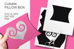 Heart with Swirls Window Pillow Favor Box Paper Cut Template - design by Print Cut Hang