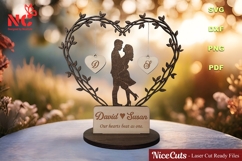 Couple in Heart Wreath Laser Cut Files - Romantic Love SVG Product Image 1