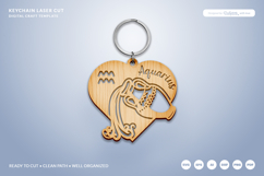 Heart Zodiac Keychain - Aquarius Laser Cut Product Image 2